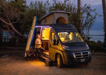 a cozy caravan with good lighting
